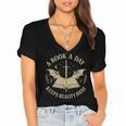 A Book A Day Keeps Reality Away Reading Escape Quote Women's Jersey Short Sleeve Deep V-Neck Tshirt