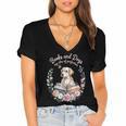 Book And Dog Lover Reading Humor Librarian Women's Jersey Short Sleeve Deep V-Neck Tshirt