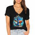 Book Dragon Reading Lover Women's Jersey Short Sleeve Deep V-Neck Tshirt