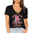 Book Fair Vibes School Librarian Retro 70s Reading Bookworm Women's Jersey Short Sleeve Deep V-Neck Tshirt Book Fair Vibes School Librarian Retro 70s Reading Bookworm Women's Jersey Short Sleeve Deep V-Neck Tshirt