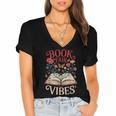 Book Fair Vibes Women's Jersey Short Sleeve Deep V-Neck Tshirt
