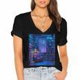 Book Library Bookshelf Armchair Window Pattern Print Women's Jersey Short Sleeve Deep V-Neck Tshirt Book Library Bookshelf Armchair Window Pattern Print Women's Jersey Short Sleeve Deep V-Neck Tshirt