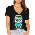 Book Lover Frankenstein's Monster With Reading Glasses Women's Jersey Short Sleeve Deep V-Neck Tshirt