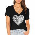Book Lover Heart Shape Reading Librarian Library Teacher Women's Jersey Short Sleeve Deep V-Neck Tshirt