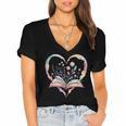 Book Lover Heart Shaped Reading Art Bookworm Women's Jersey Short Sleeve Deep V-Neck Tshirt Book Lover Heart Shaped Reading Art Bookworm Women's Jersey Short Sleeve Deep V-Neck Tshirt