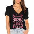 Book Lover Read Your Heart Out Teacher Valentines Women's Jersey Short Sleeve Deep V-Neck Tshirt