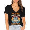 Book And Pajamas Reading Bedtime Women's Jersey Short Sleeve Deep V-Neck Tshirt Book And Pajamas Reading Bedtime Women's Jersey Short Sleeve Deep V-Neck Tshirt