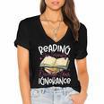 Book Reading Reading Can Seriously Damage Your Ignorance Women's Jersey Short Sleeve Deep V-Neck Tshirt