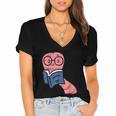 Book Worm Pun Read Reading Librarian America Men Women Kids Women's Jersey Short Sleeve Deep V-Neck Tshirt