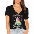 All Booked For Christmas Book Lovers Xmas Tree Women Women's Jersey Short Sleeve Deep V-Neck Tshirt