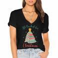 All Booked For Christmas Tree Book Bookish Christmas Women's Jersey Short Sleeve Deep V-Neck Tshirt