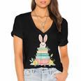 All Booked For Easter Shirt Bookworm Reading Book Reader Women's Jersey Short Sleeve Deep V-Neck Tshirt