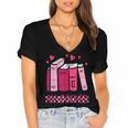 All Booked Read Book Reading Librarian Men Women Kids Women's Jersey Short Sleeve Deep V-Neck Tshirt