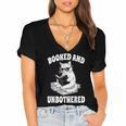 Booked And Unbothered Cat Reading Book Lovers Women's Jersey Short Sleeve Deep V-Neck Tshirt Booked And Unbothered Cat Reading Book Lovers Women's Jersey Short Sleeve Deep V-Neck Tshirt