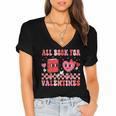 All Booked For Valentine Book Librarian Teacher Women Kids Women's Jersey Short Sleeve Deep V-Neck Tshirt
