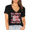 All Booked For Valentines Book Coffee Teacher Women Women's Jersey Short Sleeve Deep V-Neck Tshirt