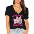 All Booked For Valentines Book Reading Coquette Bow Women's Jersey Short Sleeve Deep V-Neck Tshirt All Booked For Valentines Book Reading Coquette Bow Women's Jersey Short Sleeve Deep V-Neck Tshirt