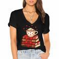 All Booked For Valentine’s Day Reading Teacher Women's Jersey Short Sleeve Deep V-Neck Tshirt