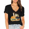 Bookish Cat Lover Cute Reading Squad Books & Kittens Love Women's Jersey Short Sleeve Deep V-Neck Tshirt