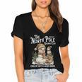 Bookish Christmas North Pole Book Club Snowman Book Worm Women's Jersey Short Sleeve Deep V-Neck Tshirt