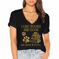 I Like Books And Dogs And Maybe 3 People Vintage Sayin Women's Jersey Short Sleeve Deep V-Neck Tshirt