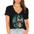 Books Dragon Reading Book Lover Women's Jersey Short Sleeve Deep V-Neck Tshirt