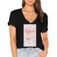 Books Flowers Art Flower Stack Pastel Feminine Women's Jersey Short Sleeve Deep V-Neck Tshirt