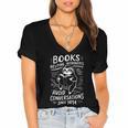 Books Helping Introverts Avoid Conversations Since 1454 Women's Jersey Short Sleeve Deep V-Neck Tshirt