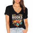 Books Are My Love Language Reading Lover Librarian Valentine Women's Jersey Short Sleeve Deep V-Neck Tshirt