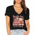 Books Are My Love Language Teddy Bear Book Lovers Valentine Women's Jersey Short Sleeve Deep V-Neck Tshirt Books Are My Love Language Teddy Bear Book Lovers Valentine Women's Jersey Short Sleeve Deep V-Neck Tshirt