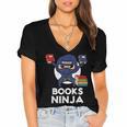 Books Ninja Read Reading Librarian Book Toddler Boys Kids Women's Jersey Short Sleeve Deep V-Neck Tshirt Books Ninja Read Reading Librarian Book Toddler Boys Kids Women's Jersey Short Sleeve Deep V-Neck Tshirt