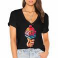 Books Reading Ice Cream Women's Jersey Short Sleeve Deep V-Neck Tshirt Books Reading Ice Cream Women's Jersey Short Sleeve Deep V-Neck Tshirt