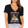Books And My Savannah Cat Owner Savannah Cat Lover Women's Jersey Short Sleeve Deep V-Neck Tshirt