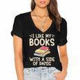 I Like My Books With a Side Of Panic Thriller Women's Jersey Short Sleeve Deep V-Neck Tshirt