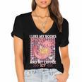 I Like My Books Spicy And My Coffee Icy Librarian Women's Jersey Short Sleeve Deep V-Neck Tshirt