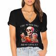 I Like My Books Spicy And My Coffee Icy Skeleton Women's Jersey Short Sleeve Deep V-Neck Tshirt I Like My Books Spicy And My Coffee Icy Skeleton Women's Jersey Short Sleeve Deep V-Neck Tshirt