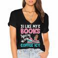 I Like My Books Spicy Coffee ICY Women's Jersey Short Sleeve Deep V-Neck Tshirt I Like My Books Spicy Coffee ICY Women's Jersey Short Sleeve Deep V-Neck Tshirt