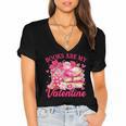 Books Are My Valentine Book Lover Heart Matching Party Women's Jersey Short Sleeve Deep V-Neck Tshirt