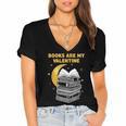 Books Are My Valentine Cute Book Lover Valentine's Day Women's Jersey Short Sleeve Deep V-Neck Tshirt