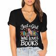 Bookworm Book Just A Girl Who Loves Books Women's Jersey Short Sleeve Deep V-Neck Tshirt