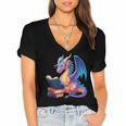 Bookworm Book Lover Women Girls Dragon Reading Women's Jersey Short Sleeve Deep V-Neck Tshirt Bookworm Book Lover Women Girls Dragon Reading Women's Jersey Short Sleeve Deep V-Neck Tshirt