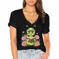 Bookworm Costume Kawaii Reading Worm For World Book Day Women's Jersey Short Sleeve Deep V-Neck Tshirt Bookworm Costume Kawaii Reading Worm For World Book Day Women's Jersey Short Sleeve Deep V-Neck Tshirt
