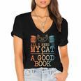 Cat & Book Art For Men Women Cat Librarian Novel Book Lover Women's Jersey Short Sleeve Deep V-Neck Tshirt Cat & Book Art For Men Women Cat Librarian Novel Book Lover Women's Jersey Short Sleeve Deep V-Neck Tshirt
