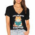 Cat Reading Books Bookworm Read One More Chapter Women's Jersey Short Sleeve Deep V-Neck Tshirt Cat Reading Books Bookworm Read One More Chapter Women's Jersey Short Sleeve Deep V-Neck Tshirt