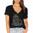 Cats Books And Coffee My Perfect Day Women's Jersey Short Sleeve Deep V-Neck Tshirt