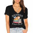 Cats And Books Easily Distracted By Book & Cat Lover Men Women Kids Women's Jersey Short Sleeve Deep V-Neck Tshirt