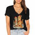 Cats Reading Books Christmas Tree Women's Jersey Short Sleeve Deep V-Neck Tshirt