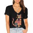 Cats Reading Books Librarian Library Readers Women's Jersey Short Sleeve Deep V-Neck Tshirt Cats Reading Books Librarian Library Readers Women's Jersey Short Sleeve Deep V-Neck Tshirt
