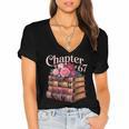 Chapter 67 Floral Book Stack Women's Jersey Short Sleeve Deep V-Neck Tshirt