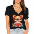 Chihuahua Reading a Book Dog Women's Jersey Short Sleeve Deep V-Neck Tshirt